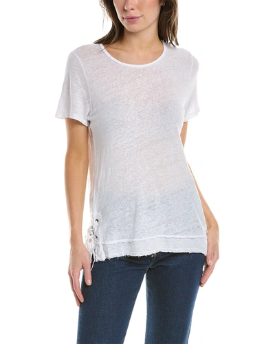 Shop Xcvi Valkie Lace-up Linen T-shirt In White