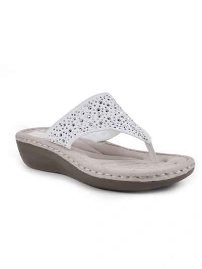 Shop Cliffs By White Mountain Calling Womens Embellished Cushioned Thong Sandals In Multi