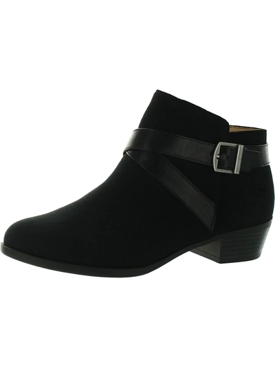 Lifestride Ally Womens Cushioned Footbed Round Toe Ankle Boots In Black