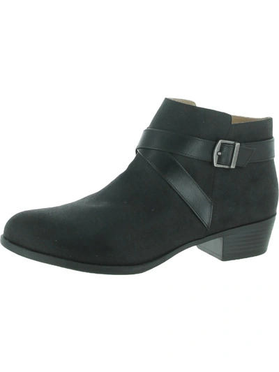 Lifestride Ally Womens Cushioned Footbed Round Toe Ankle Boots In Black