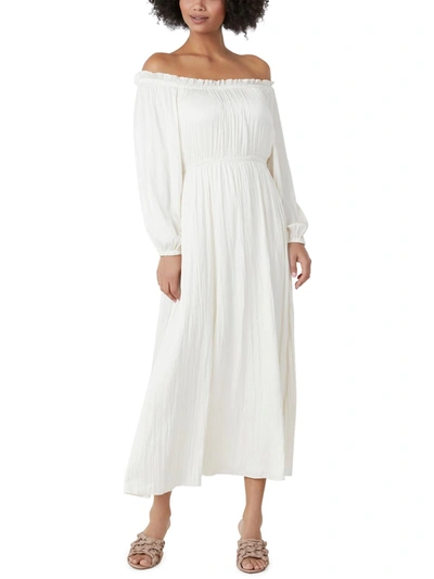 Shop Bcbgmaxazria Womens Ruffled Off The Shoulder Maxi Dress In White