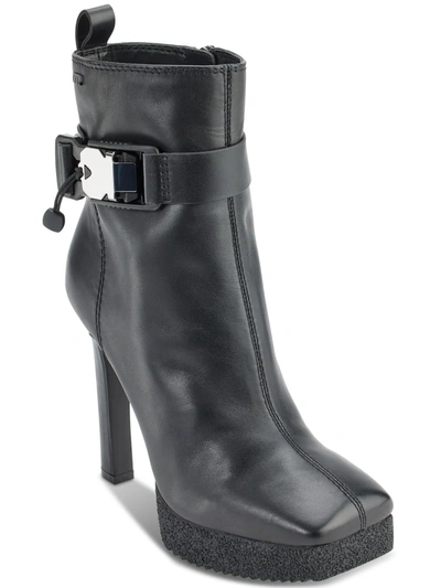 Shop Dkny Zana Womens Leather Square Toe Booties In Black