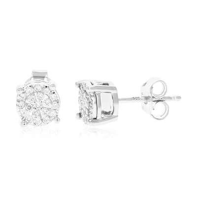 Vir Jewels 1/4 Cttw Round Lab Grown Diamond Studs Earrings .925 Sterling Silver Prong Set 1/2 Inch In Silver