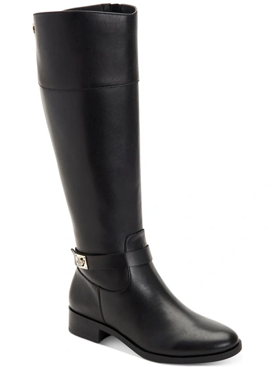 Shop Charter Club Johannes Womens Leather Tall Knee-high Boots In Black