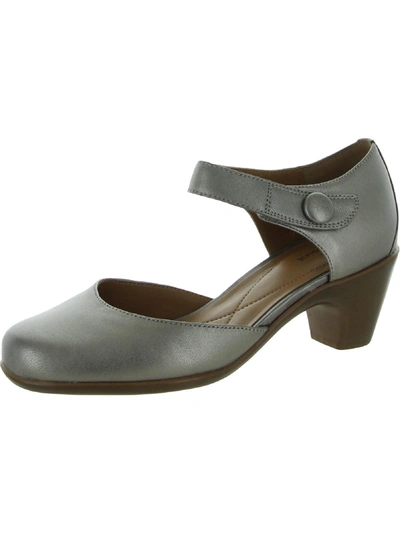 Shop Easy Spirit Clarice Womens Cushioned Footbed Block Heel Mary Jane Heels In Grey