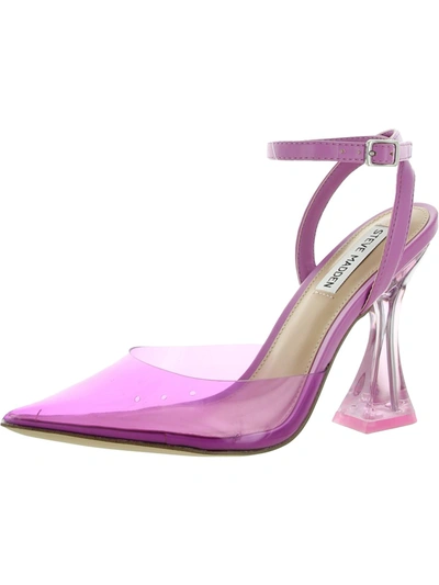 Shop Steve Madden Zelie Womens Faux Leather Ankle Strap Block Heels In Purple