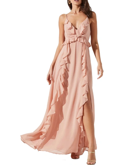 Shop Astr Adoria Womens Sleeveless Long Maxi Dress In Beige