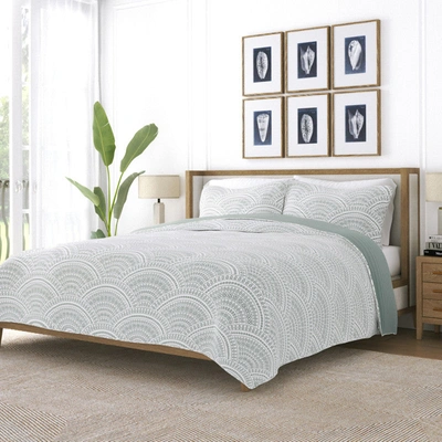 Shop Ienjoy Home Scalloped Dusk Blue Reversible Pattern Quilt Coverlet Set Ultra Soft Microfiber Bedding