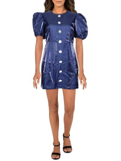 Shop Danielle Bernstein Juniors Womens Party Short Mini Dress In Blue