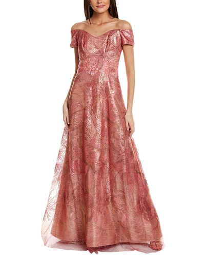Shop Rene Ruiz Embroidered A-line Gown In Pink