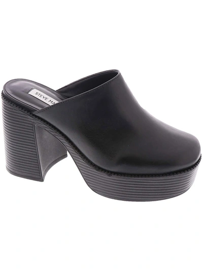 Shop Steve Madden Bowe Womens Leather Block Heel Mules In Black