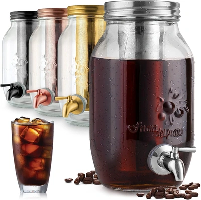 Shop Zulay Kitchen 1.5 Liter Cold Brew Coffee Maker With Extra-thick Glass Carafe & Stainless Steel Mesh Filter In Multi