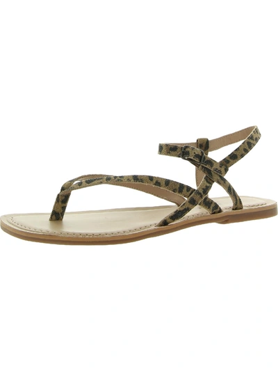 Lucky Brand Bylee Womens Faux Leather Ankle Strap Flat Sandals In Multi