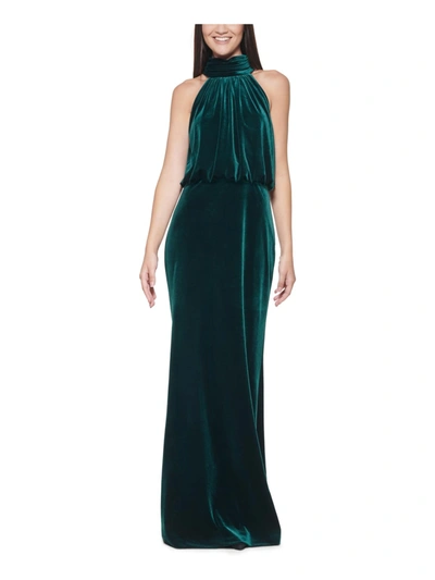 Shop Eliza J Womens Velvet Mock Neck Evening Dress In Green