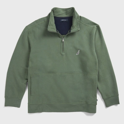 Shop Nautica Mens Big & Tall Quarter-zip Sweatshirt In Green