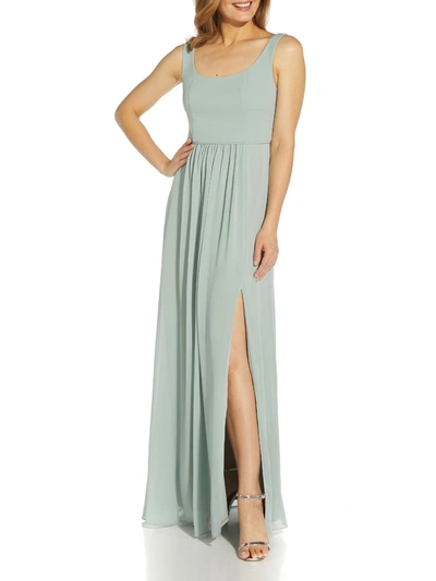 Shop Adrianna Papell Womens Chiffon Maxi Evening Dress In Green