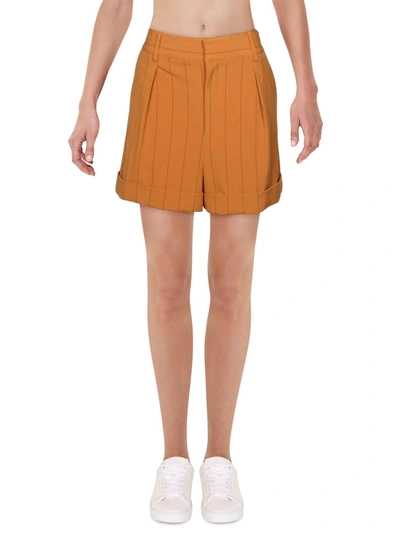 Shop Danielle Bernstein Womens Pleated Polyester Dress Shorts In Orange