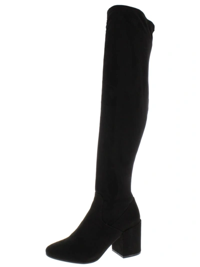 Shop Bar Iii Gabrie Womens Faux Leather Round Toe Over-the-knee Boots In Black