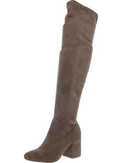 Shop Bar Iii Gabrie Womens Faux Leather Round Toe Over-the-knee Boots In Grey