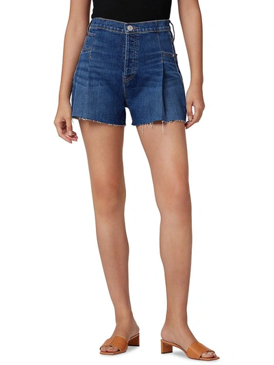 Shop Hudson Womens Denim Pleated Cutoff Shorts In Blue