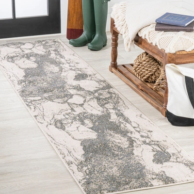 Jonathan Y Marmo Abstract Marbled Modern Gold/gray Runner Rug
