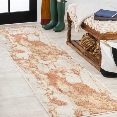 Jonathan Y Marmo Abstract Marbled Modern Gold/gray Runner Rug