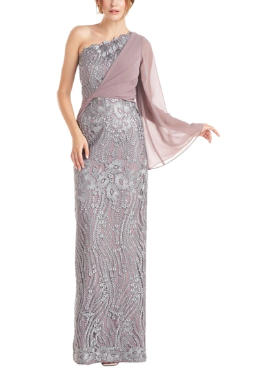 Shop Js Collections Plus Womens Embroidered Maxi Evening Dress In Purple