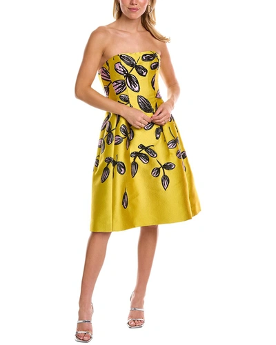 Shop Oscar De La Renta Degrade Silk-blend A-line Dress In Yellow