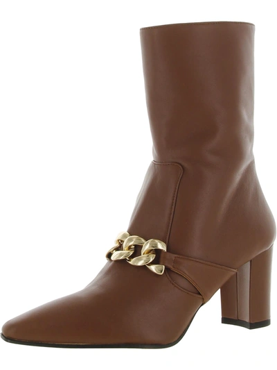 Shop Amalfi By Rangoni Isabel Womens Leather Chain Ankle Boots In Brown