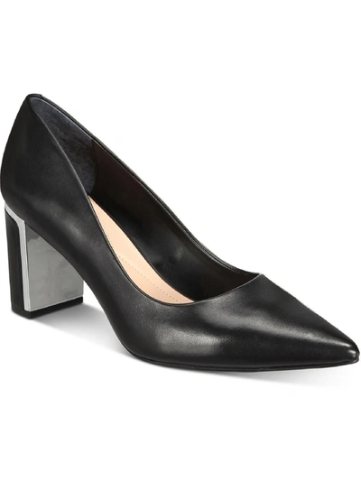 Shop Alfani Jensonn Womens Leather Pointed Toe Dress Heels In Black