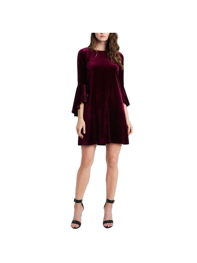 Msk Velvet Bell-sleeve Shift Dress & Face Mask In Pink