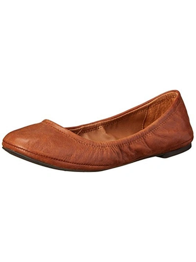 Shop Lucky Brand Emmie Womens Leather Ballet Flats In Brown