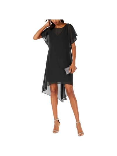 Shop Adrianna Papell Womens Chiffon Overlay Cocktail Dress In Black