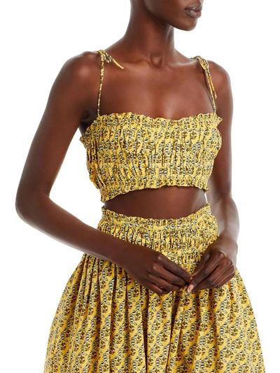 Shop Rhode Pari Womens Printed Pleated Cropped In Gold
