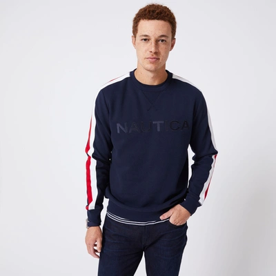 Shop Nautica Mens Big & Tall Logo Fleece Sweatshirt In Blue
