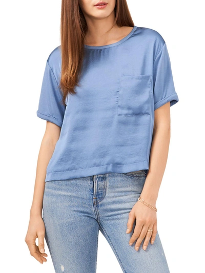 Shop 1.state Womens Satin Boatneck T-shirt In Blue