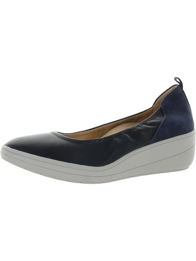 Shop Vionic Jacey Womens Leather Round Toe Ballet Flats In Blue