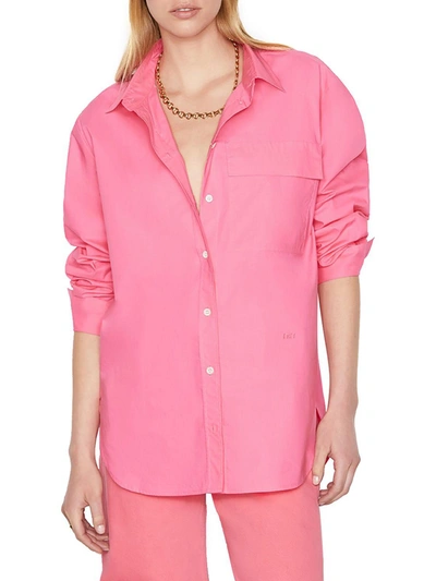 Shop Frame Vacation Womens Oversized Collared Button-down Top In Pink