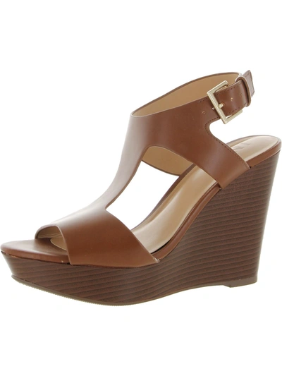 Shop Inc Valleri Womens Faux Leather T-strap Wedge Heels In Green
