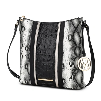 Mkf Collection By Mia K Meline Faux Crocodile And Snake Embossed Vegan Leather Women's Shoulder Handbag In Silver