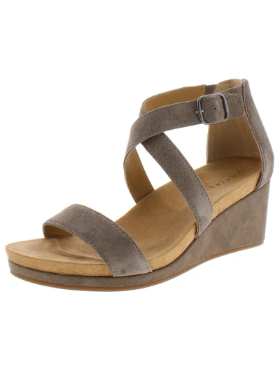 Shop Lucky Brand Kenadee Womens Suede Strappy Wedge Sandals In Grey