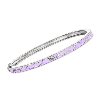 Shop Ross-simons Purple Enamel Bangle Bracelet In Sterling Silver In Pink