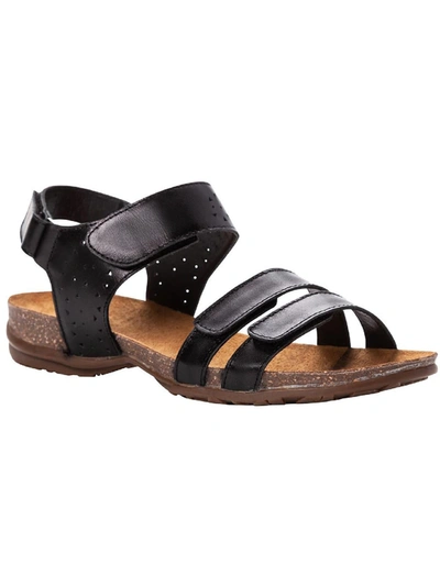 Shop Propét Farrah Womens Leather Cork Flat Sandals In Black