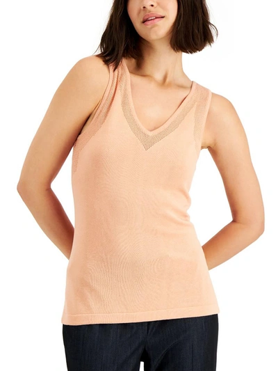 Shop Anne Klein Womens V-neck Knit Tank Top In Multi