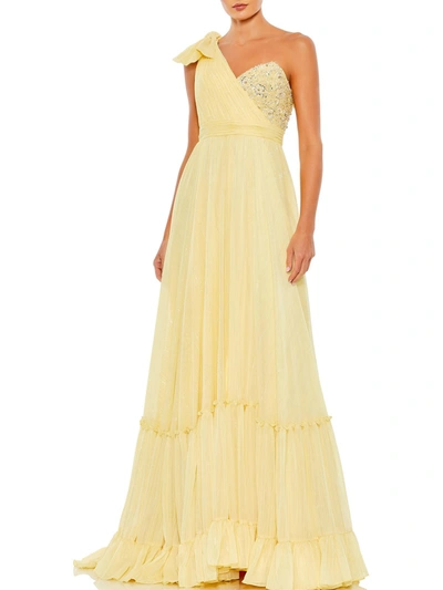 Shop Mac Duggal Womens Embellished Long Evening Dress In Yellow