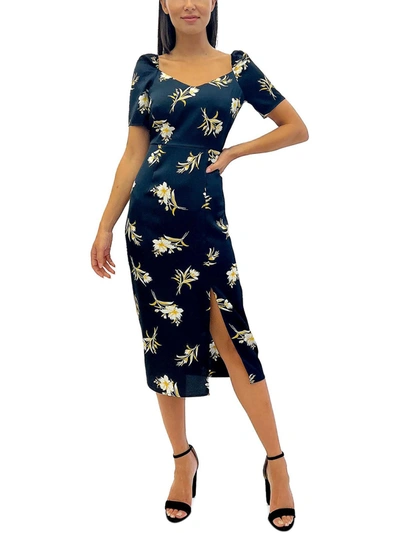 Shop Sam Edelman Womens Satin Floral Fit & Flare Dress In Multi