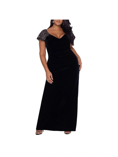 Shop X By Xscape Plus Womens Velvet V-neck Evening Dress In Black