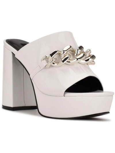 Shop Nine West Relee 3 Womens Patent Block Heel Platform Sandals In White
