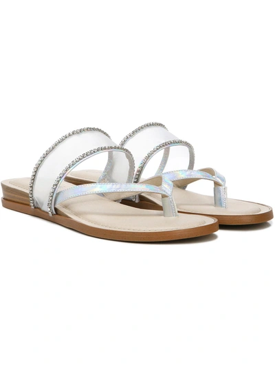 Shop Lifestride Radiant Glow Womens Faux Leather Slip On Slide Sandals In Silver