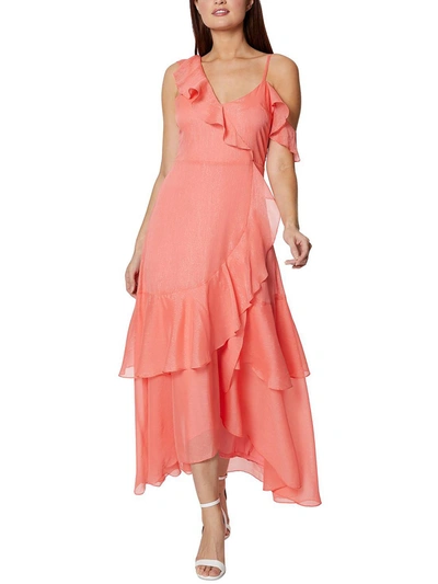 Shop Bcbgeneration Womens Ruffled Maxi Evening Dress In Pink